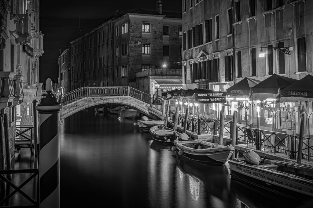 Venice at night Black and White